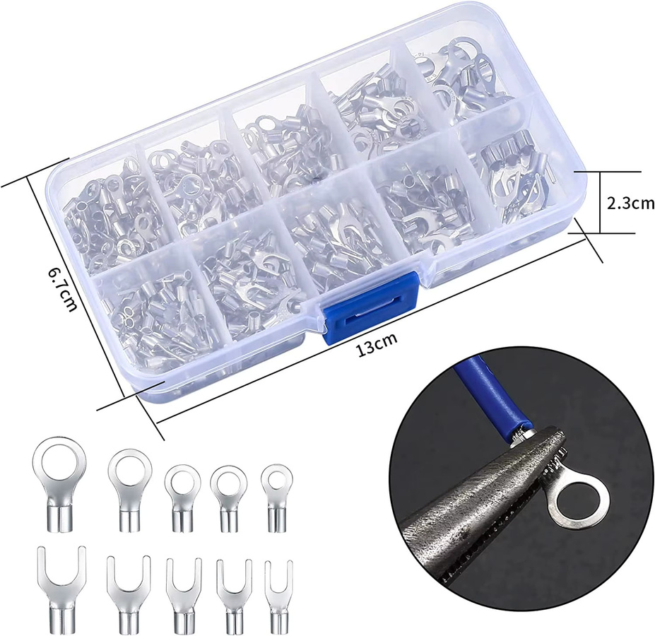AOKIN 320-teiliges Ringkabelschuh- und Gabelverbinder-Set aus Kupfer und Messing in Silber - Bild 3
