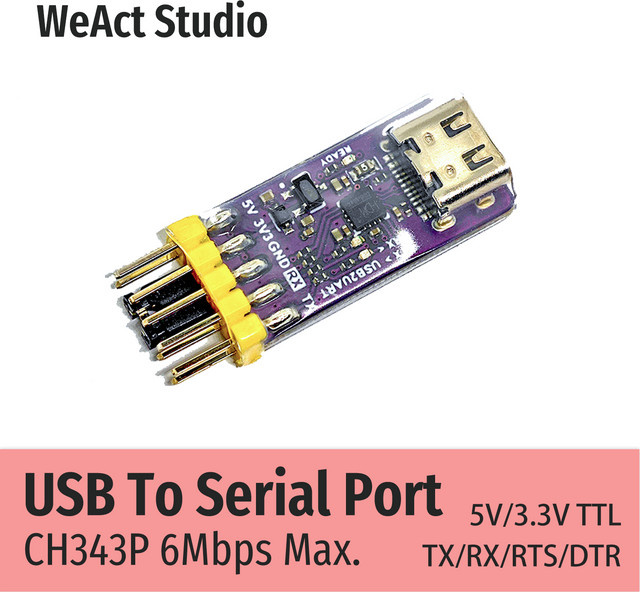 WeAct CH343P USB zu Seriell TTL UART Modul mit USB-C Anschluss in Lila - Bild 1