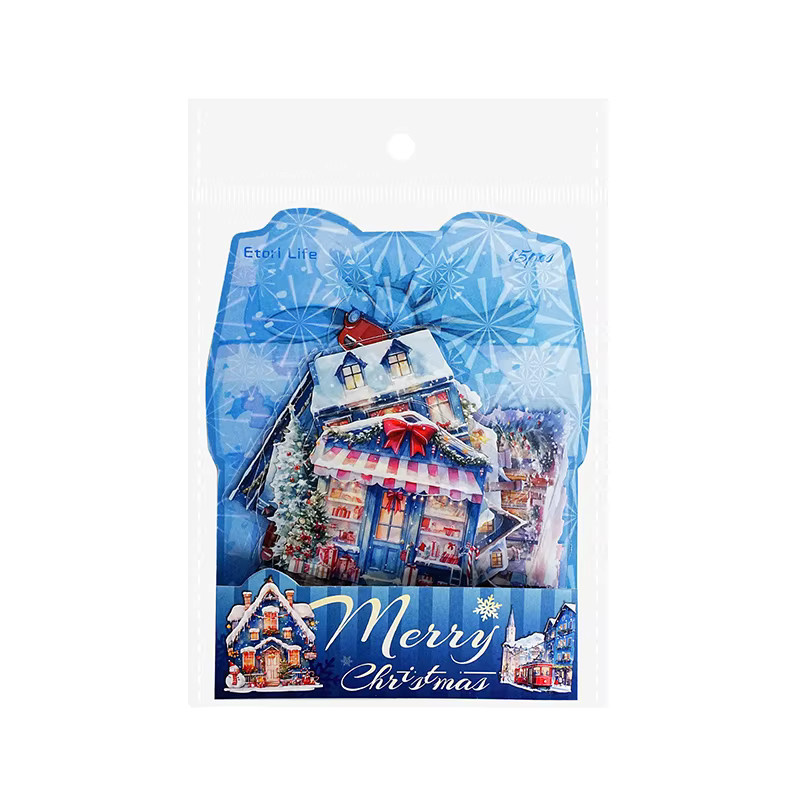 15 dekorative Weihnachts-PET-Aufkleber für Scrapbook und DIY-Collagen, Mehrfarbig - Bild 2