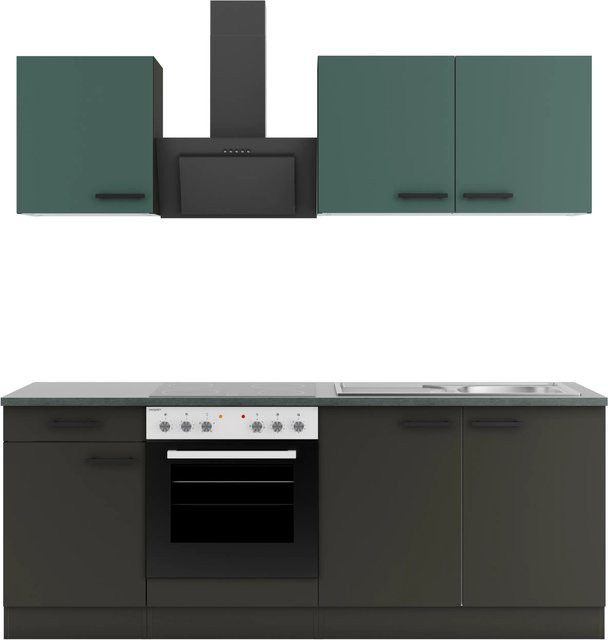 OPTIFIT Küchenzeile Verona405/Madrid420 in Steingrün und Anthrazit, Breite: 210 cm - Bild 1