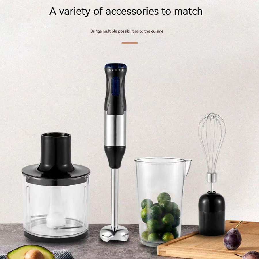 Romancom 4-in-1 Stabmixer aus Edelstahl in Silber mit 1000W Leistung als Multifunktions-Küchenmixer-Set inklusive Fleischzerkleinerer, Gemüsezerkleinerer, Eierschläger und Entsafter - Bild 3