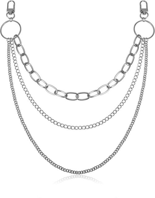 Taillenkette Metall, Silber, Weiß, Unisex - Bild 1