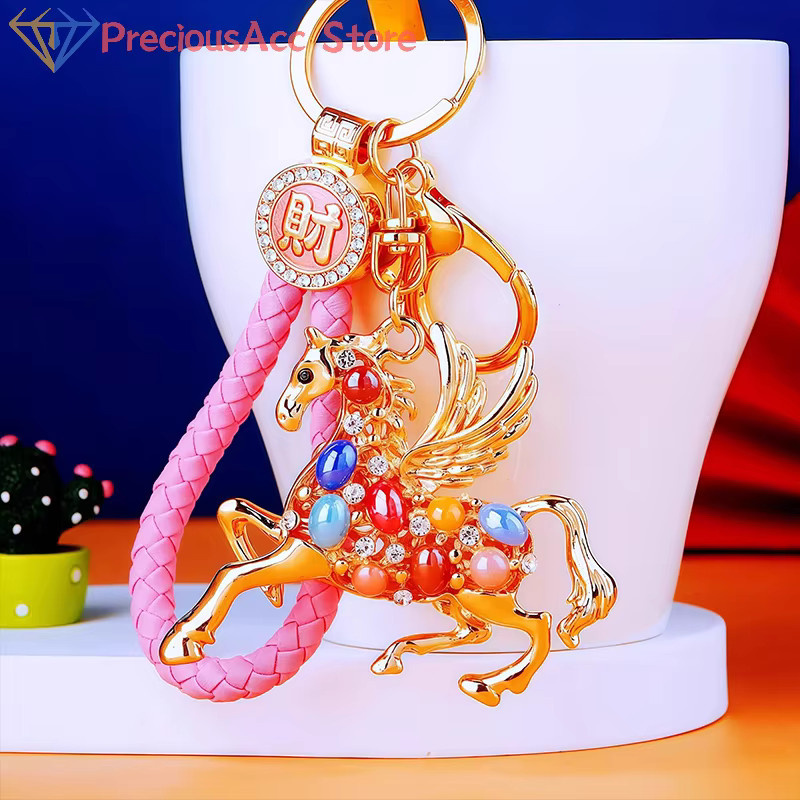 Velishy Schlüsselanhänger Metall, Strass, Pony, Jahr des Pferdes - Bild 2