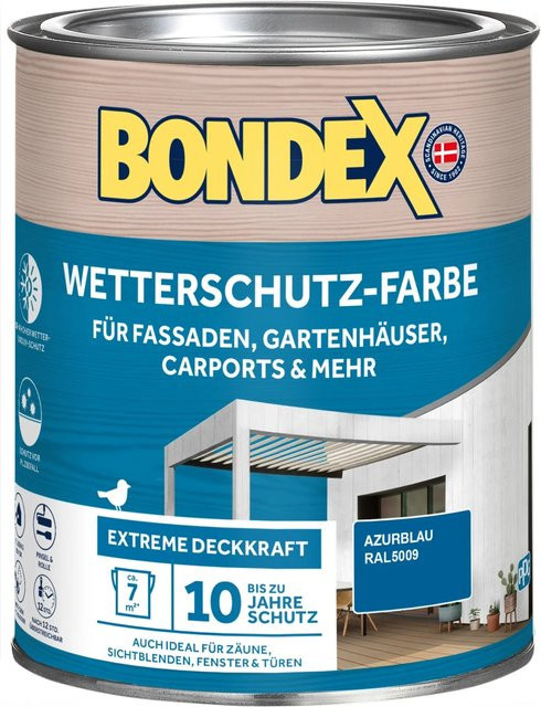 Bondex Wetterschutz-Farbe für Holz in RAL 5009 Azurblau, 0,75 l - Bild 1