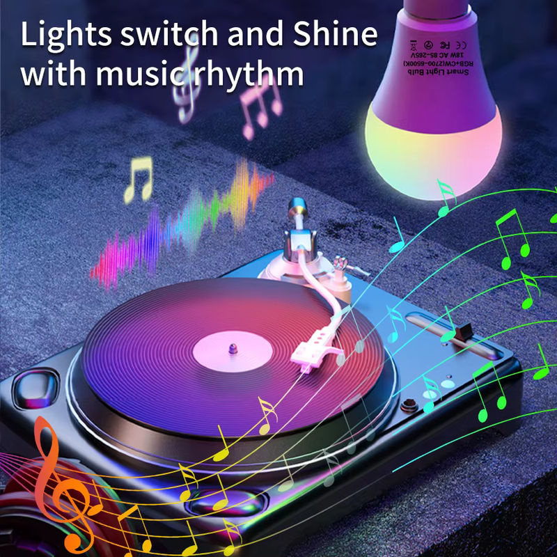 Tuya Smart LED RGB Glühbirne E27 mit Bluetooth und App-Steuerung, dimmbar, 15W, Multicolor - Bild 3