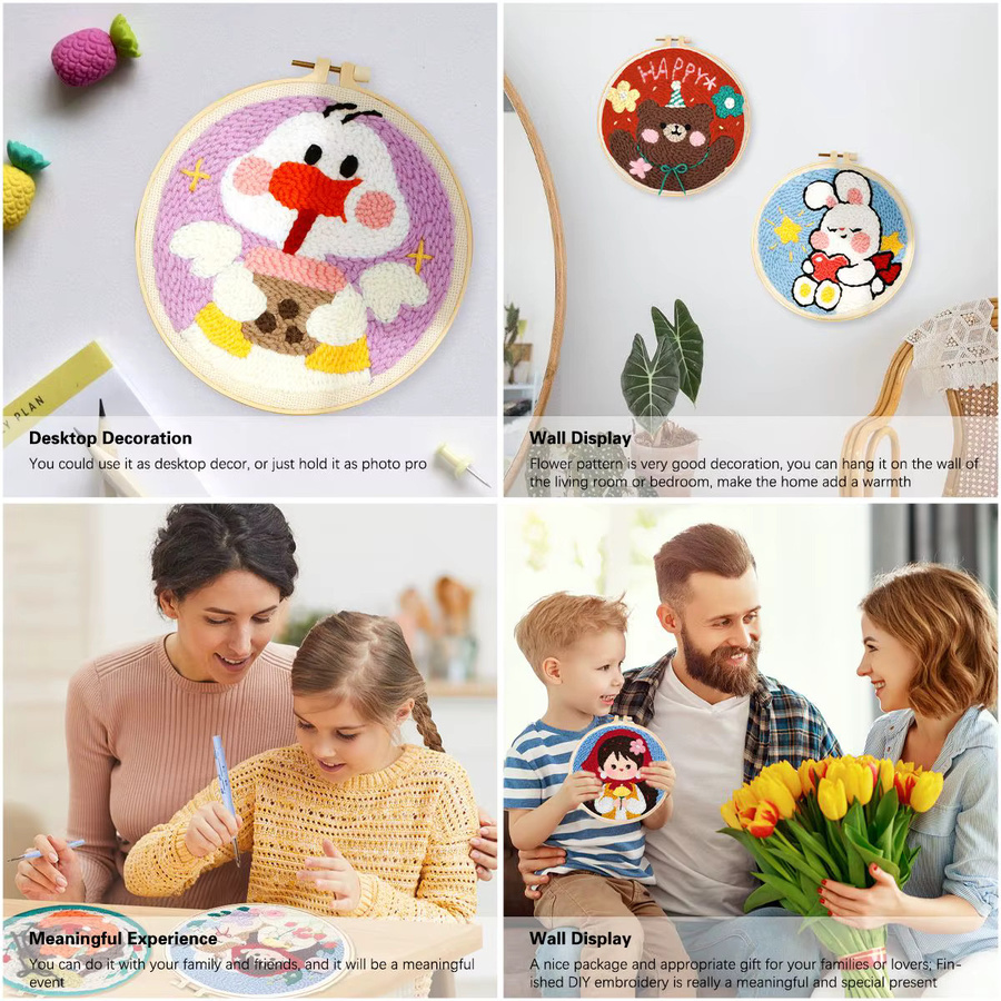 GATYZTORY Punch-Nadel-Stickerei-Set für Erwachsene mit Cartoon-DIY-Bastelgarn in Orange und Multicolour - Bild 3
