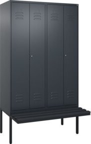 C+P PSA Doppel-Spind Classic PLUS Sitzbank mit 4 Abteilen, Anthrazit, B/T/H: 212 x 120 x 81,5 cm - Bild 1