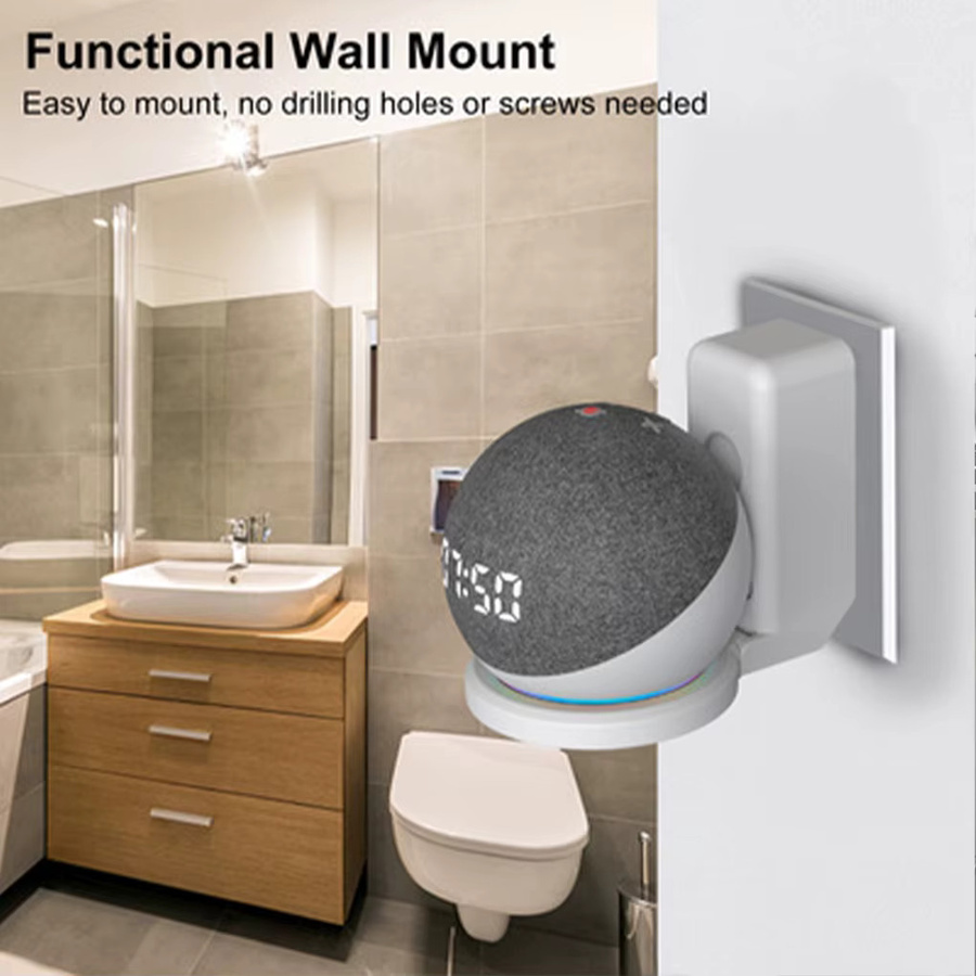 Tragbare Wandhalterung für Amazon Alexa Echo Dot 4 und 5 sowie Echo Dot 3. Generation mit integriertem Kabelmanagement in Weiß - Bild 3