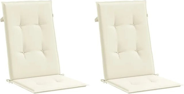 vidaXL Gartenstuhlauflagen für Hochlehner, 2er-Set, Creme/Beige, wasserabweisend und UV-beständig, B/T/H: 120 x 50 x 3 cm - Bild 1