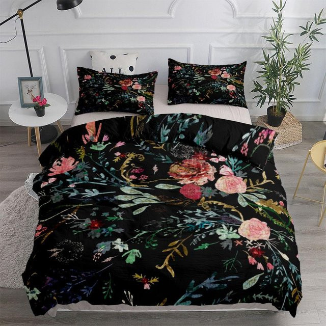 Flylo Bettwäsche-Set William Morris Art Nouveau mit floralem Design in Schwarz, 3-teilig, B/H: 140 x 200 cm - Bild 1