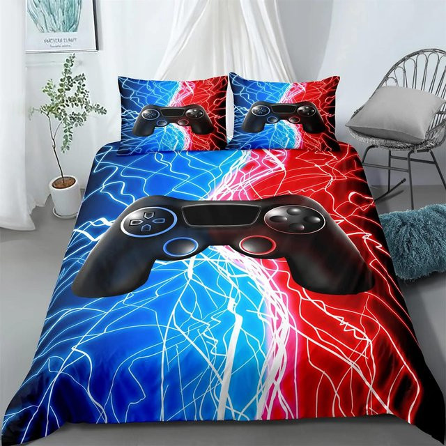 Bettwäscheset Your Warm Home mit Gamepad-Motiv für Jugendliche, Blau, B/H: 240 x 220 cm, inklusive 2 Kissenbezüge (50 x 70 cm) - Bild 1