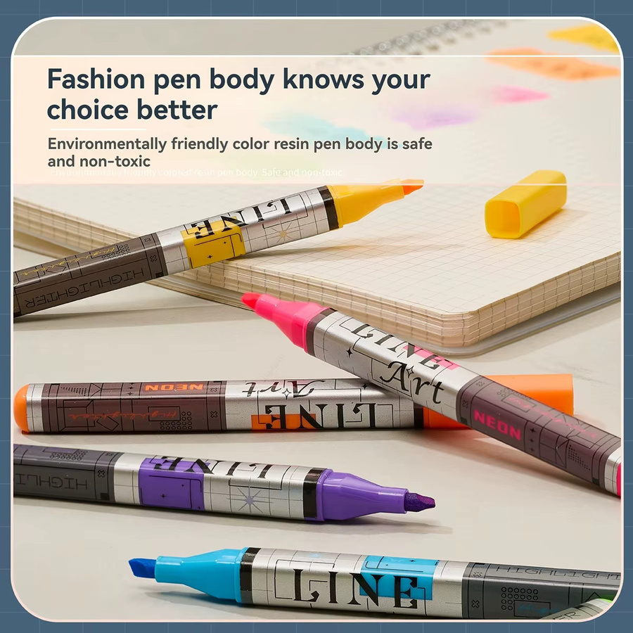 Kissbuty Pastell-Textmarker-Set in 6 Farben mit Keilspitze und schnell trocknender Tinte für die Schule - Bild 3