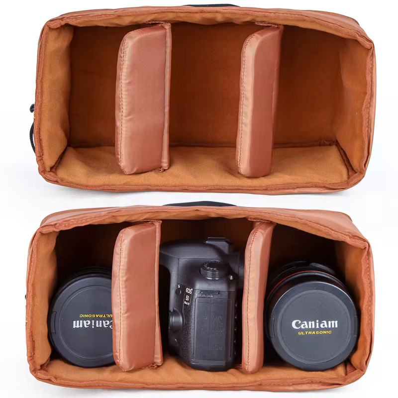 QISEMIAN DSLR-Kamera Innentasche Handtasche zum Kameraschutz, Farbe: Braun - Bild 5