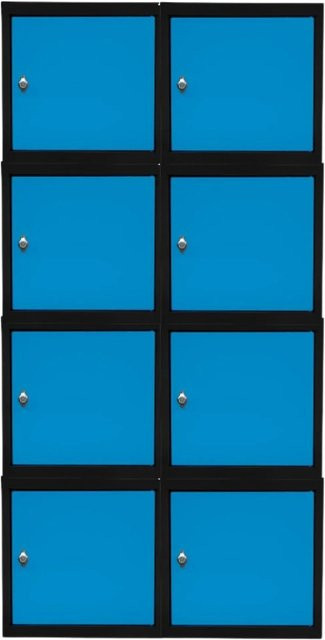 PROREGAL Blocky Schließfachwürfel Set mit 8 Einheiten und Drehriegelschloss für Vorhängeschlösser, Anthrazit-Blau, B/T/H: 40 x 40 x 40 cm - Bild 1