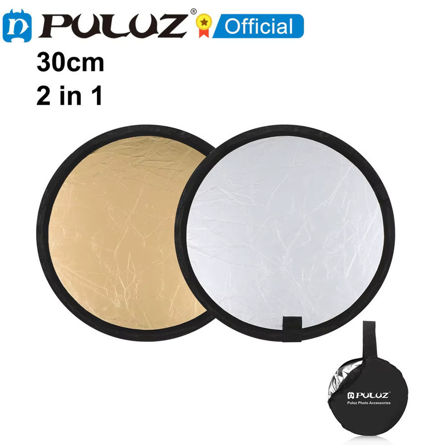 Puluz 2-in-1 Fotoreflektor faltbar in Silber und Gold, Durchmesser: 30 cm - Bild 2