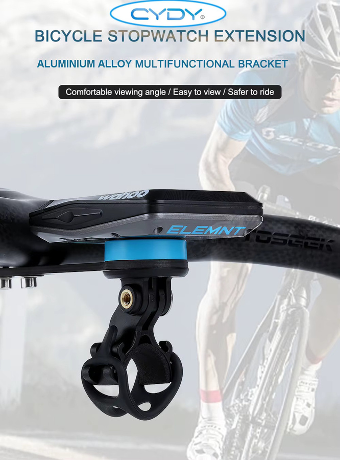 CYDY Fahrradhalterung aus Aluminiumlegierung für Garmin, Bryton, Wahoo, Xoss und Igpsport GPS, Farbe: Schwarz - Bild 3