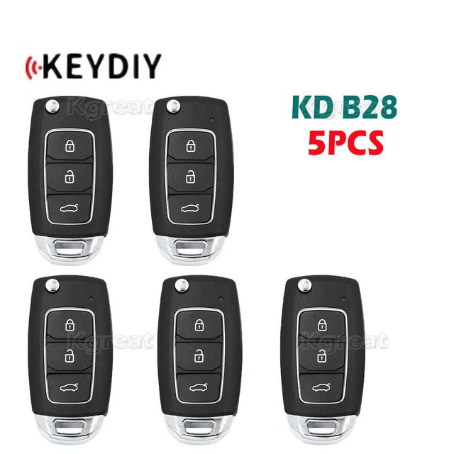 5er Set Keydiy KD B28 Multifunktionale Universal-Fernbedienung mit 3 Tasten in Schwarz für KD-x2 und KD900 B Serie Autoschlüssel - Bild 1