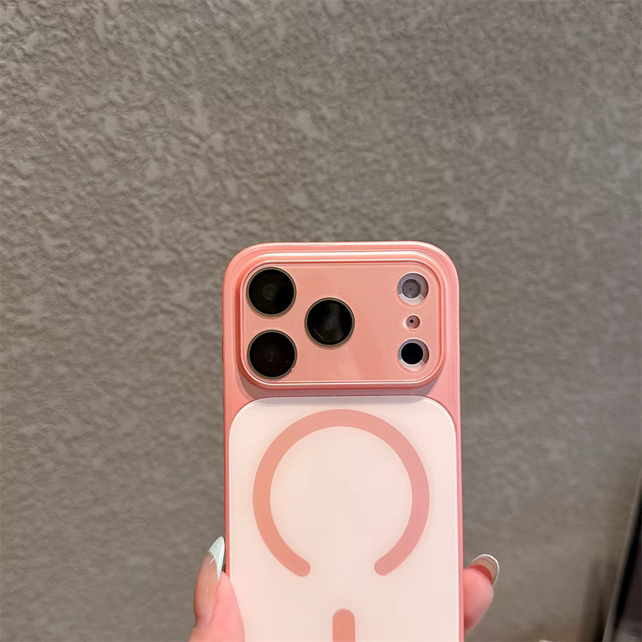 Xeber MagSafe Handyhülle mit Kameraobjektivschutz für iPhone 17 Pro Max 16 15 14 13 Pro, kabelloses Laden, Farben: Silber und Pink - Bild 1