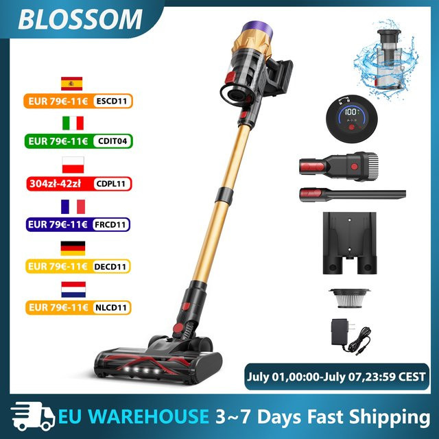 Blossom V18 Akku-Staubsauger bagless, 550 W, 45 kPa, Touchscreen, lila/mehrfarbig - Bild 1