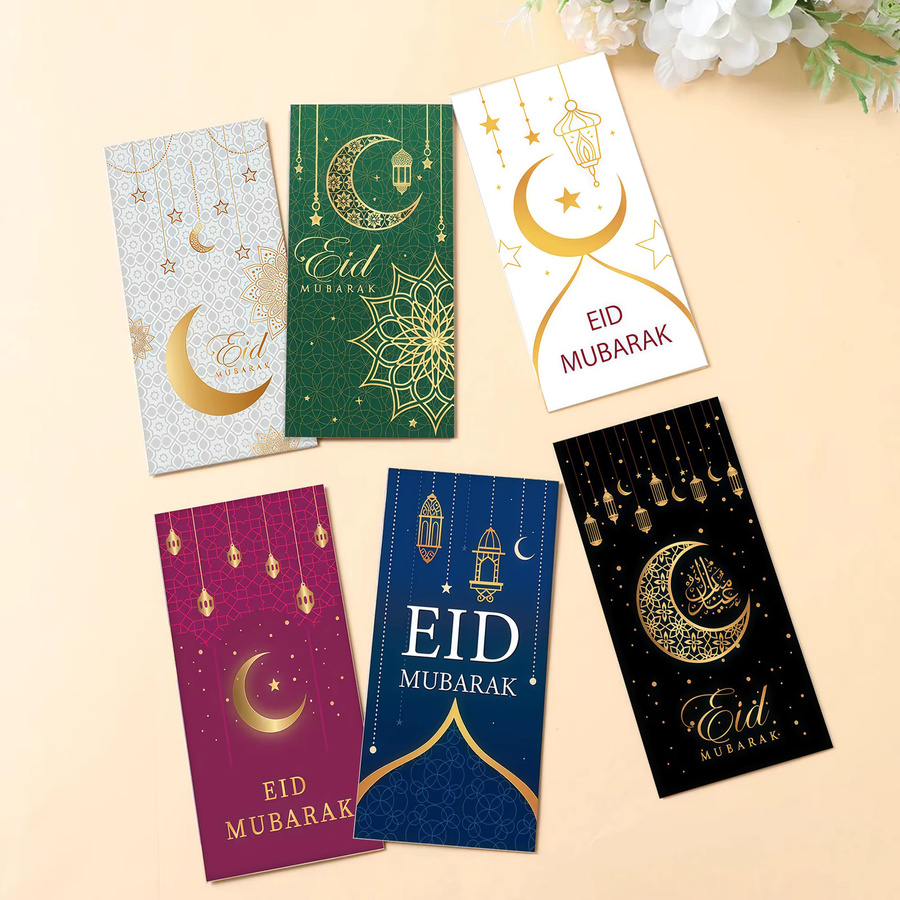12 Stück Eid Mubarak Umschläge in Rot für Ramadan und Eid Al Adha Dekorationen und Geschenke - Bild 2