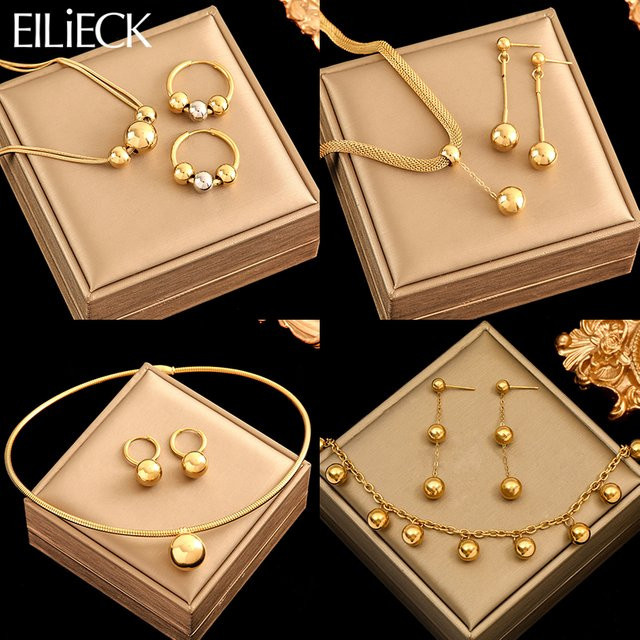 EILIECK Schmuck-Set Edelstahl, Gold, Damen - Bild 1