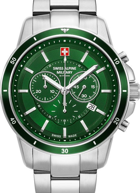 Swiss Alpine Military Chronograph, Quarz, Edelstahl, Grün, 44 mm, Herren - Bild 1