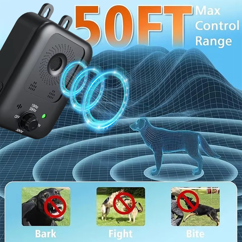 Tragbarer Ultraschall-Hundevertreiber mit 25 kHz Frequenz und wiederaufladbarem 1500 mAh Akku in Schwarz zum Aufhängen für den Innenbereich - Bild 3