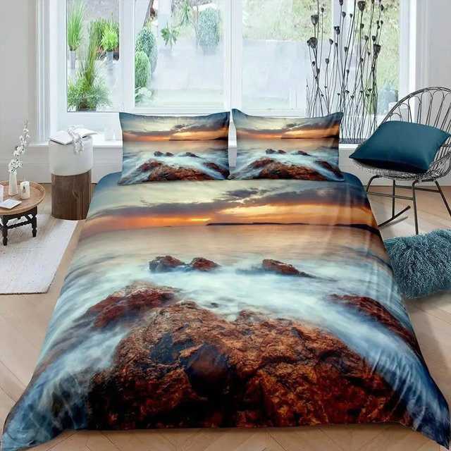 Lodestar Bettwäscheset Smoky Mountain Misty Forest mit Bettdeckenbezug und Kissenbezug, Blau, B/H: 173 x 218 cm - Bild 1