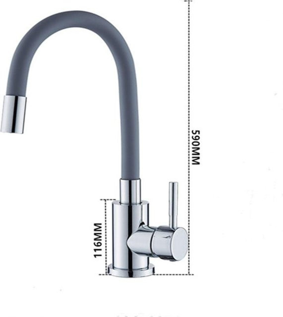 Binchi Küchenarmatur mit schwenkbarem Schlauch als Kalt- und Warmwassermischer in Schwarz, Silber und Grau - Bild 1