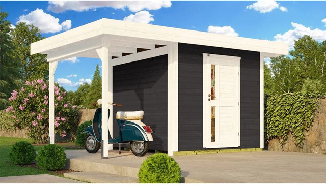WEKA Designhaus 172 A Gartenhaus aus Holz mit Flachdach in Grau und Anthrazit B/H/T: 430 x 226 x 375 cm - Bild 1