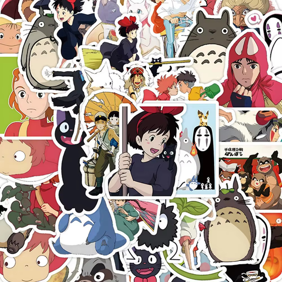 50 Stück Ghibli Hayao Miyazaki Aufkleber Set, wasserfeste Cartoon Sticker in Multicolour für Laptop, Telefon und Notizbuch - Bild 4