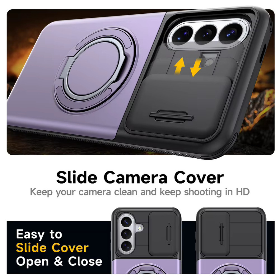Magnetische Panzerhülle für Samsung Galaxy A-Serie mit 360 Grad drehbarer Halterung und Kartenfach in Purple - Bild 2