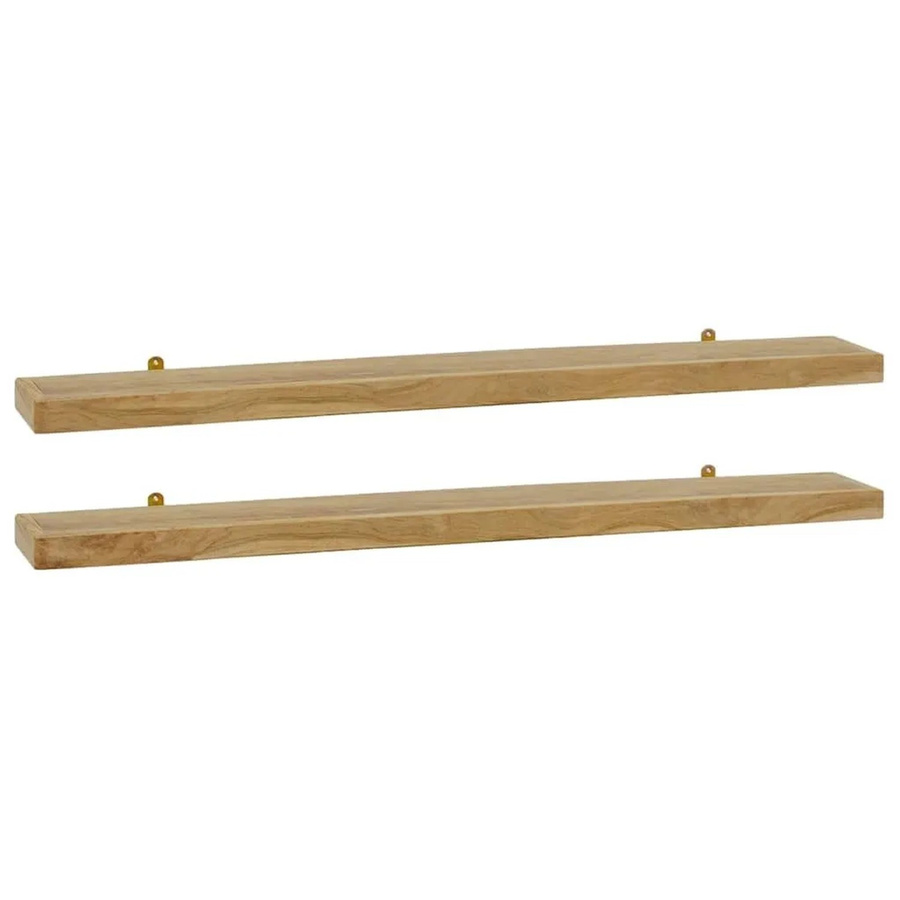 vidaXL Wandregale Set aus 2 Stück aus Massivholz Teak in Braun, B: 110 cm, T: 15 cm, H: 4 cm - Bild 2
