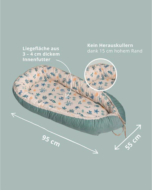 Ullenboom Kuschelnest aus Feincord für Babys, Türkis Multicolour, B/H: 55 x 95 cm - Bild 1