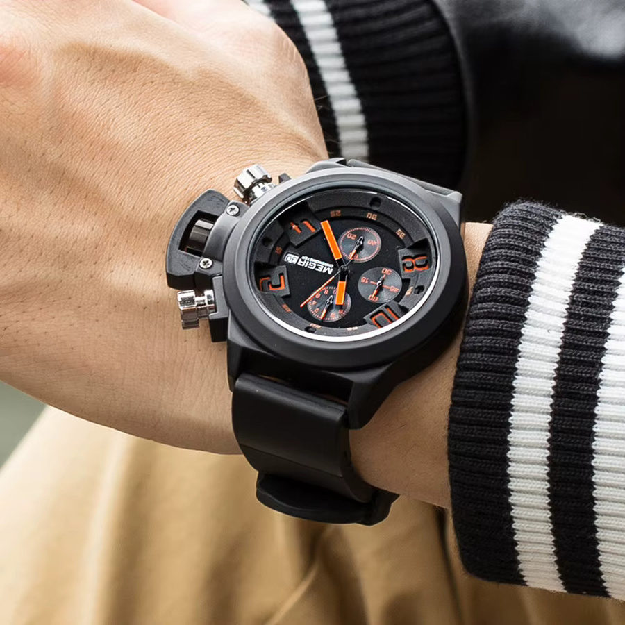 MEGIR Armbanduhr Chronograph, Quarz, Weiß, Silikon, Herren - Bild 2