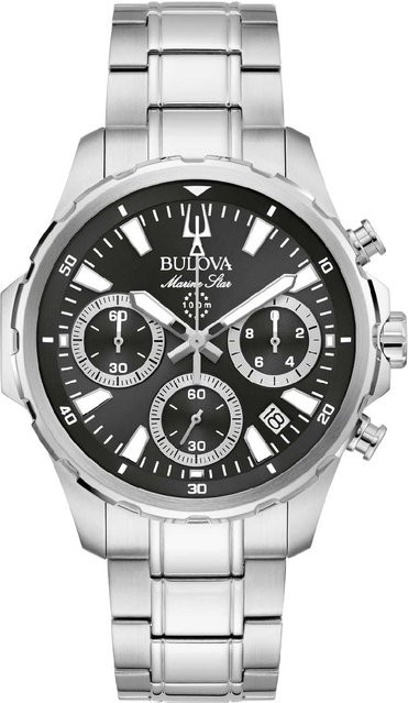Bulova Chronograph Herrenuhr, Quarz, Edelstahl, 40 mm, Schwarz, 10 ATM - Bild 1