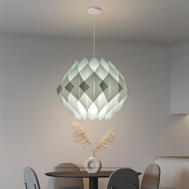 Moderner LED-Pendelleuchter von Yuda Lighting in Weiß und Hellgrau, Durchmesser: 40 cm - Bild 1