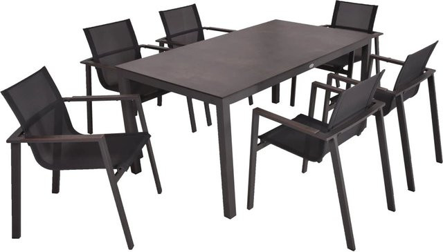 DELUKE Garten-Sitzgruppe IMRE 7-teilig aus Aluminium und Kunststoff in Schwarz - Bild 1