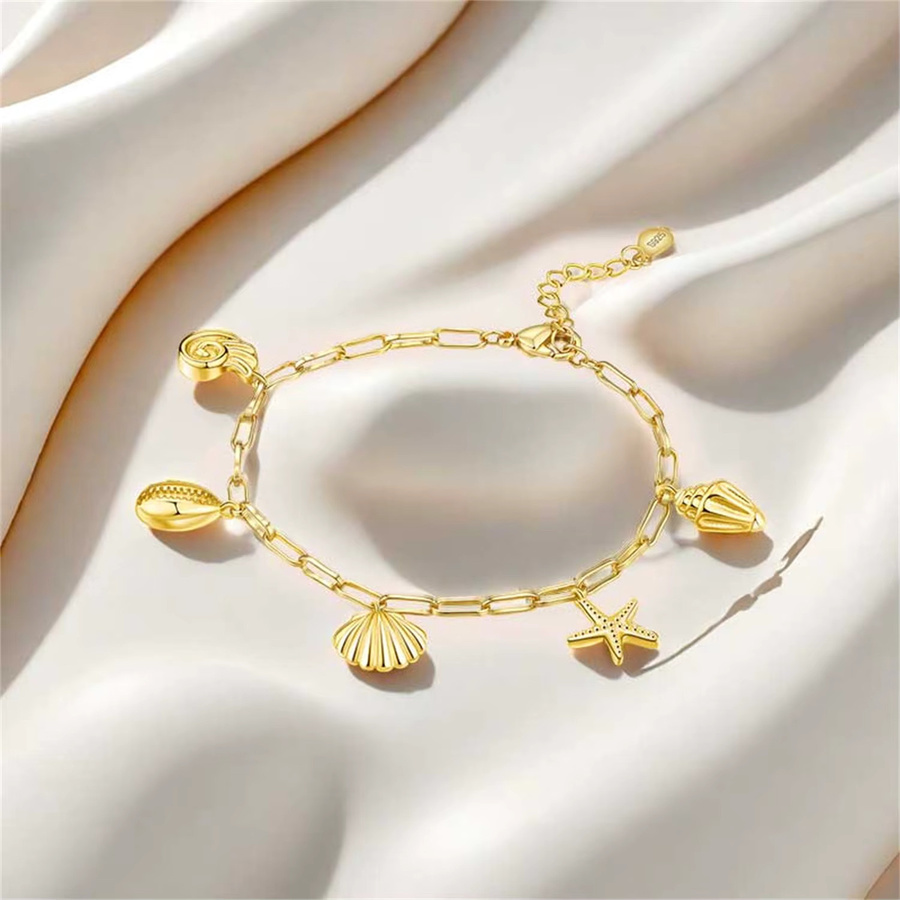 CYCUFF Armband, 925 Silber, Gold, Muschel Seestern, Damen - Bild 3