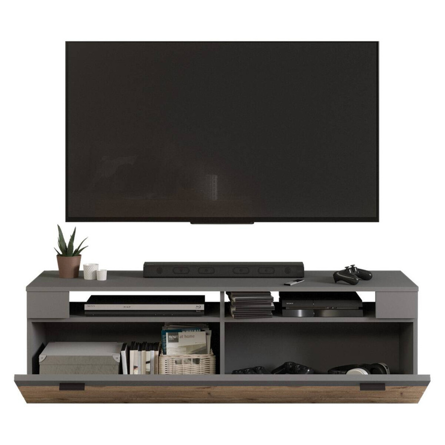 Modernes Lowboard Freno von xonox.home in Grau mit Holzoptik, B/H/T: 140 x 43 x 40 cm - Bild 2