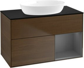 V&B Waschtischunterschrank Finion 100 Wandbeleuchtung in Anthrazit lackiert B/T/H: 100 x 50,1 x 50,1 cm - Bild 1