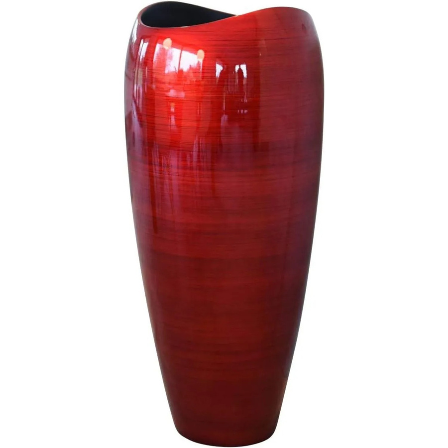 Vivanno Pflanzkübel Deluxe aus Fiberglas in Rot mit horizontalen Linien, B/T/H: 37 x 37 x 81 cm - Bild 2