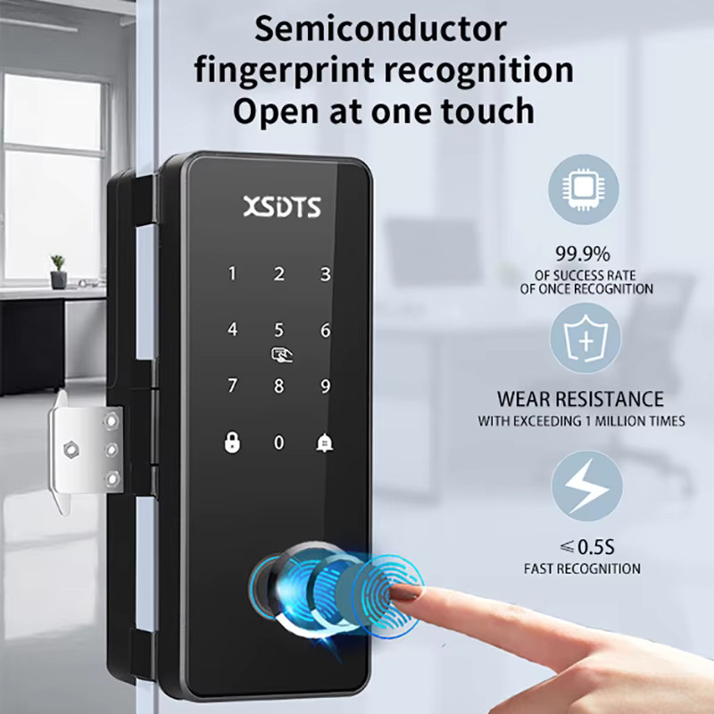 TT-Lock Intelligentes Glastürschloss mit Bluetooth, biometrischem Fingerabdruck, Passwort und Karte, elektronisches digitales Schloss für Büro und Geschäftsabteilungen von XSDTS - Bild 3