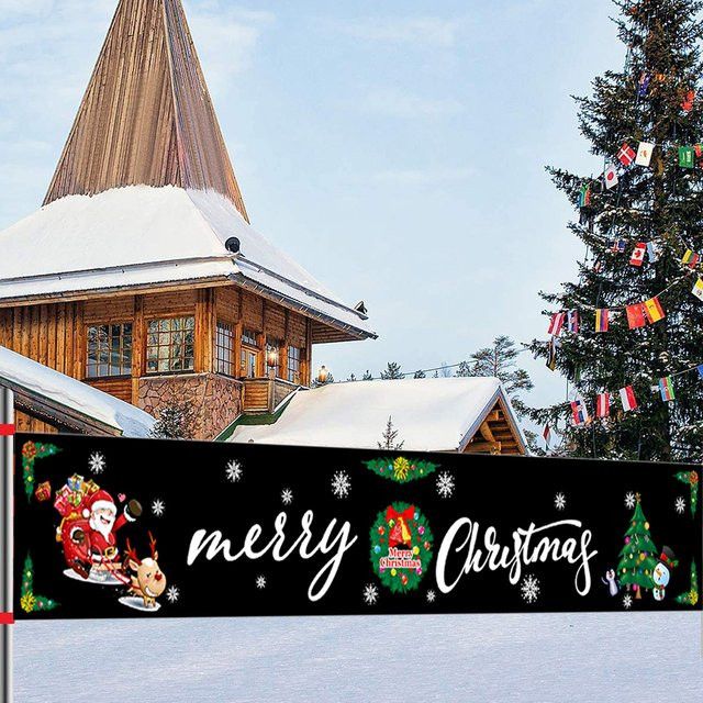 Runtowo Weihnachts-Outdoor-Banner mit Weihnachtsmann für Weihnachten und Neujahr, mehrfarbig - Bild 1