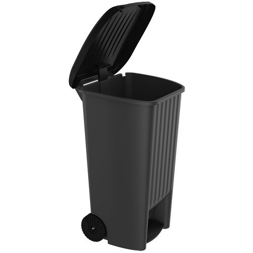 EDA Abfalleimer mit Pedal und Soft-Close Funktion aus Kunststoff, 90 l, schwarz - Bild 4