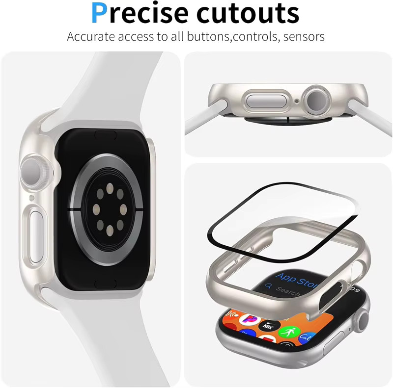 Displayschutzfolie für Apple Watch, Gehärtetes Glas, Schwarz - Bild 1
