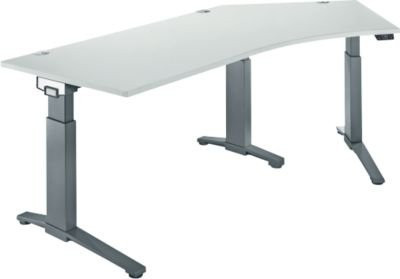 Schäfer Shop Genius ERGOSTYLE S Schreibtisch elektrisch höhenverstellbar, 135°, C-Fuß, lichtgrau/anthrazit, B: 216,5 cm, T: 80 cm, H: 71,5-118,2 cm - Bild 1