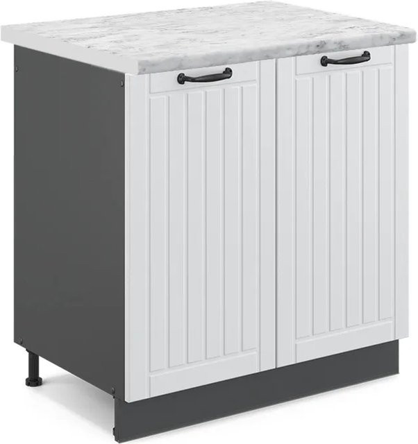 Vicco Spülenunterschrank Fame-Line in Weiß und Anthrazit im Landhausstil mit Soft-Close-Türen, Breite: 80 cm, Tiefe: 60 cm, Höhe: 82 cm - Bild 1