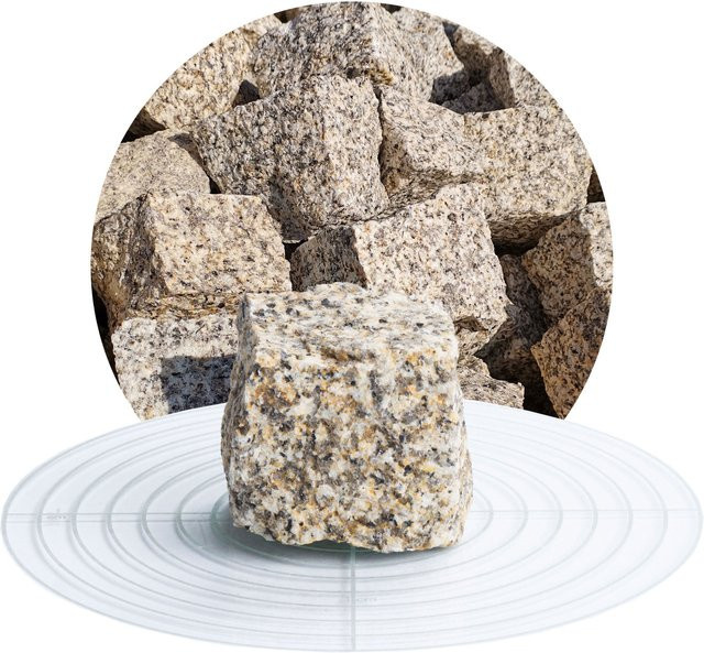 Schicker Mineral Granit Pflastersteine in Gelb-Grau, B/T/H: 5 x 5 x 5 cm - Bild 1