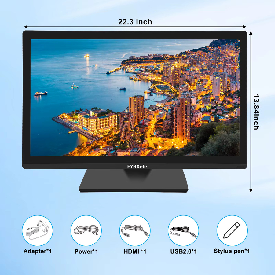FYHXele 24 Zoll Touchscreen Monitor FHD 1920x1080 IPS Display mit 100Hz Kapazitives Multi-Touch Display Schwarz mit HDMI und VGA für Büro und Industrie - Bild 7